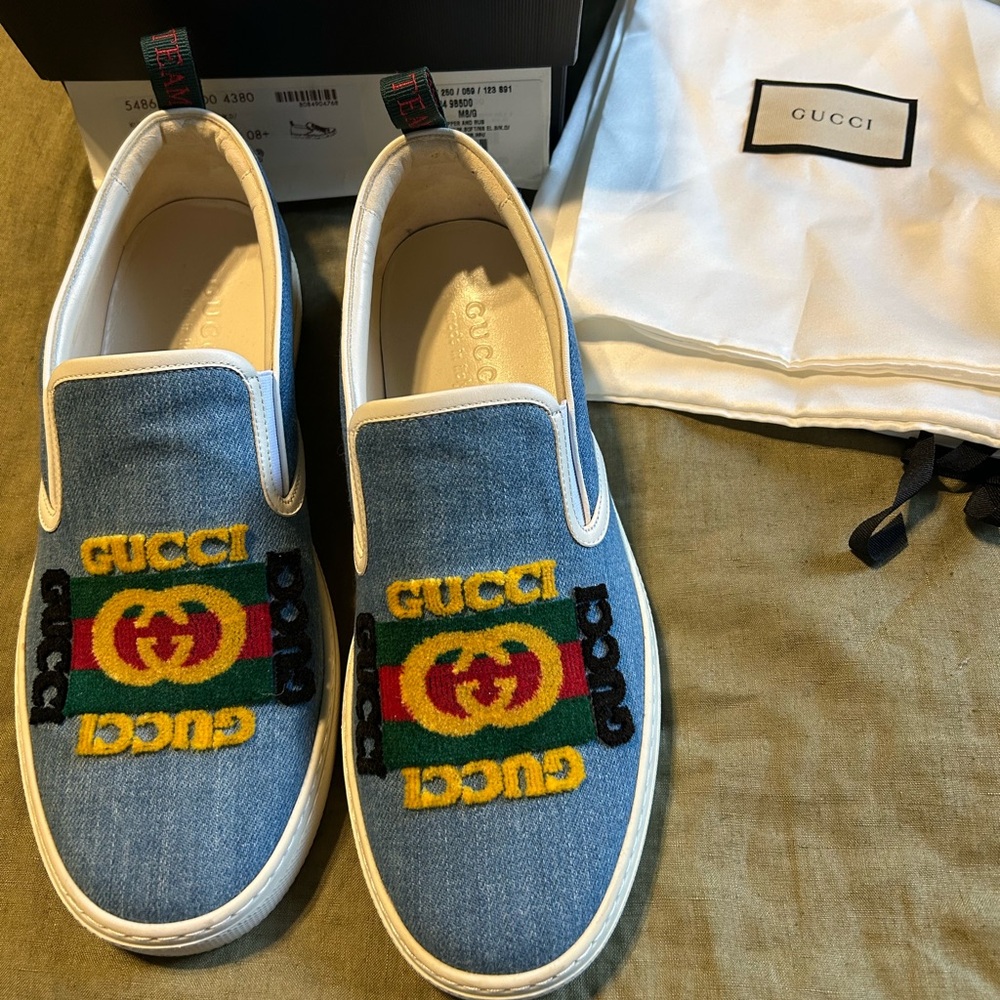 Gucci Men’s Kira Denim Slip Ons
